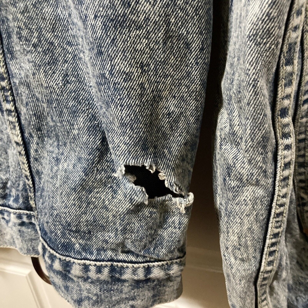 CODE BLEU Acid Wash Denim Jacket Distressed Blue Jean‎ Coat Men's Size S - Picture 9 of 12